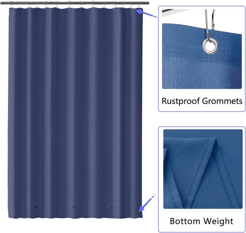 LLSCL Blue Fabric Shower Curtain Liner with Bottom Counterweight, Waterproof Hotel Quality, 72 x 72 Machine Washable - Image 2